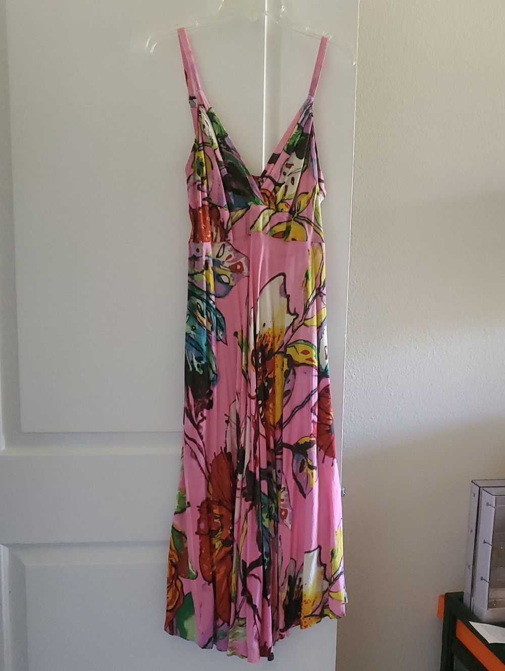 Jams World Pink Floral V-Neck Slip Maxi Dress Size S